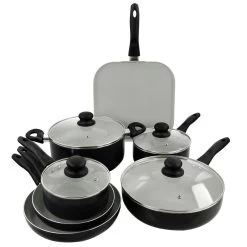 Gibson Home Gazebo Ceramic Nonstick Aluminum 11 Piece Cookware Set In Black