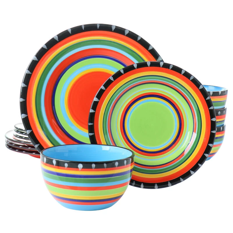 Gibson Elite New Pueblo 12 Piece Stoneware Dinnerware Set