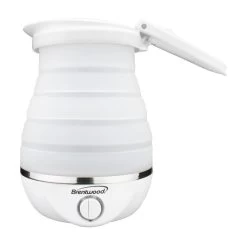 Brentwood Dual Voltage 3.3 Cup Collapsible Travel Kettle In White
