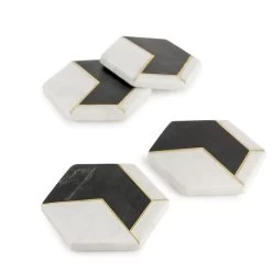 Dakota White Marble Coasters, Set Of 4