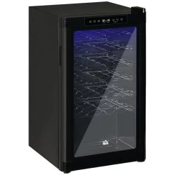 33 Bottle Wine Cooler, Mini Beverage Fridge, Freestanding Wine Cellar With Digital Temperature Control, 6 Removable Shelves, Glass Door, Black