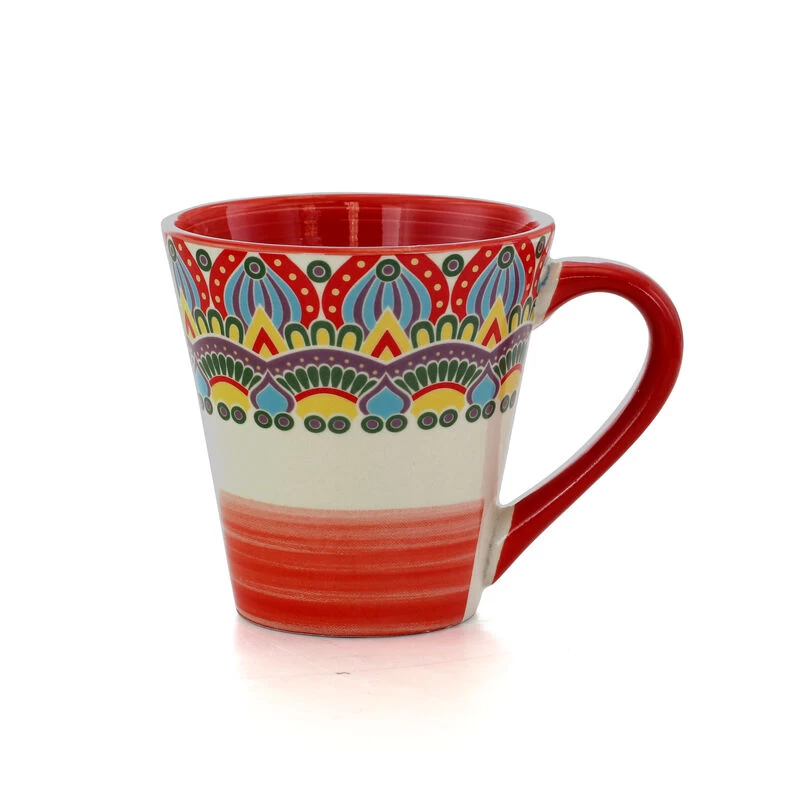 Elama Zen Red Mozaik 16 Piece Luxurious Stoneware Dinnerware With Complete Setting For 4, 16pc - Image 6