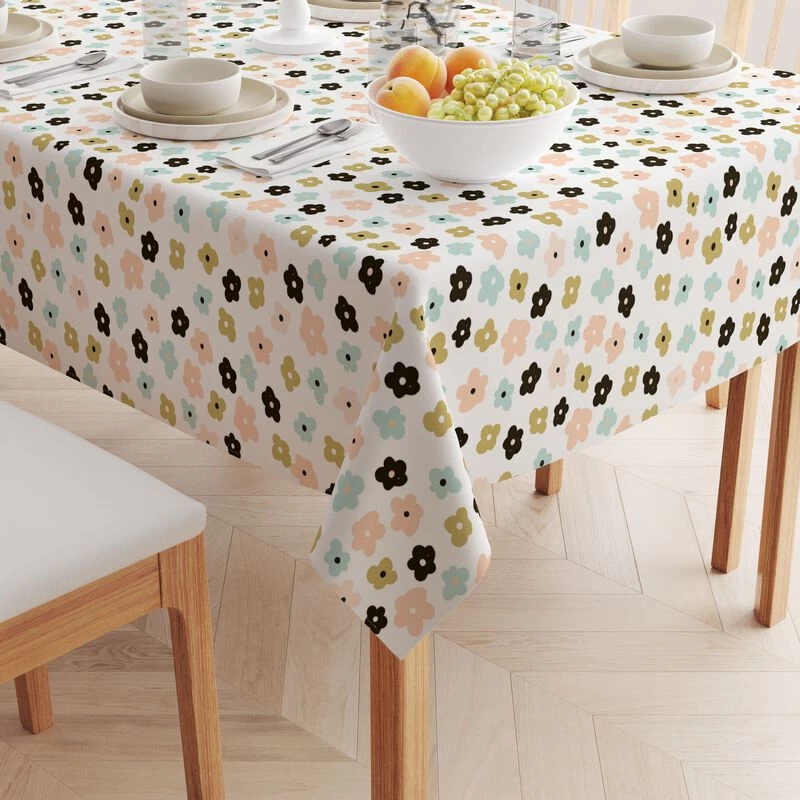 Fabric Textile Products, Inc. Square Tablecloth, 100% Cotton, Cartoon Flowers Blue - Image 2