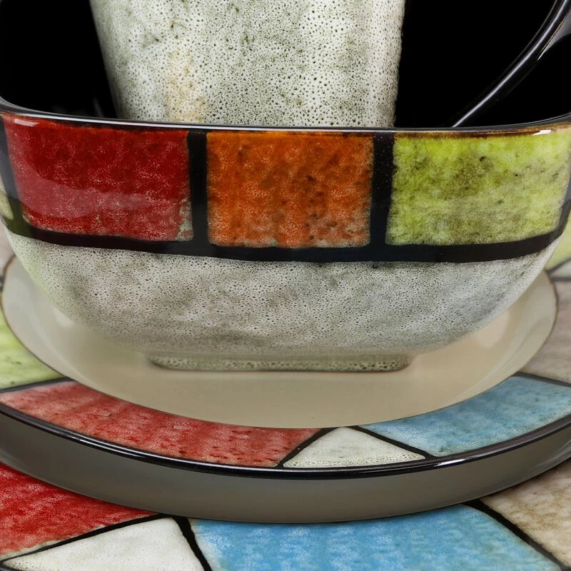 Elama Country Cottage 16 Piece Stoneware Dinnerware Set - Image 3