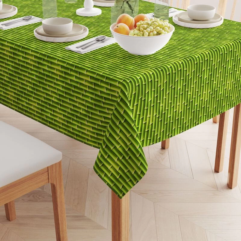 Fabric Textile Products, Inc. Rectangular Tablecloth, 100% Polyester, Green Bamboo Sticks Green - Image 2