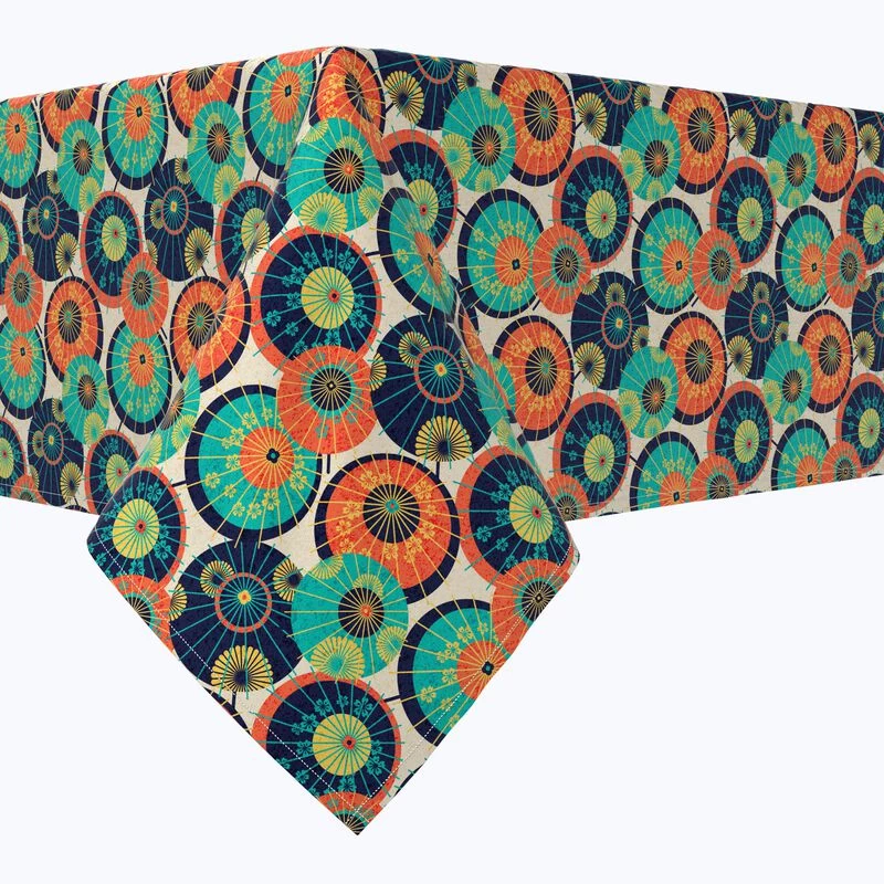 Fabric Textile Products, Inc. Rectangular Tablecloth, 100% Cotton, Traditional Japanese Umbrella Blue