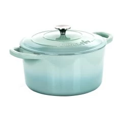 Crock-Pot Artisan 2 Piece 7 Quarts Enameled Cast Iron Dutch Oven In Aqua Blue