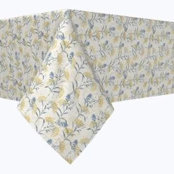 Fabric Textile Products, Inc. Square Tablecloth, 100% Polyester, Yellow Berries With Flowers Yellow