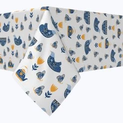 Fabric Textile Products, Inc. Rectangular Tablecloth, 100% Cotton, Teapots & Butterflies Blue