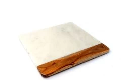 12 X 12 White Marble And Wood Accent Charcuterie Board