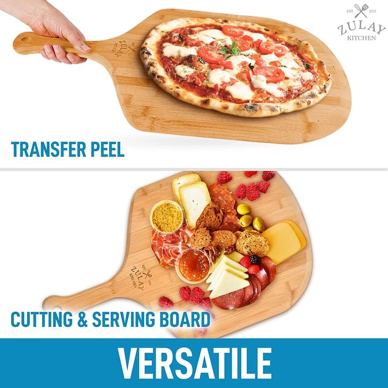 Authentic Bamboo Pizza Paddle With Easy Glide Edges & Handle For Baking (Large 15") - Image 6