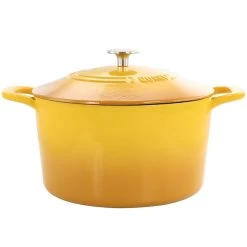 Martha Stewart 7 Quart Enameled Cast Iron Dutch Oven With Lid In Yellow Ombre