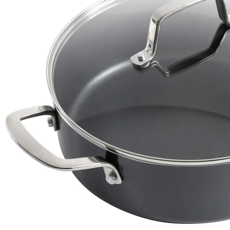 Martha Stewart Lockton 10 Piece Aluminum Nonstick Enamel Cookware Set In Gray With Lids - Image 8