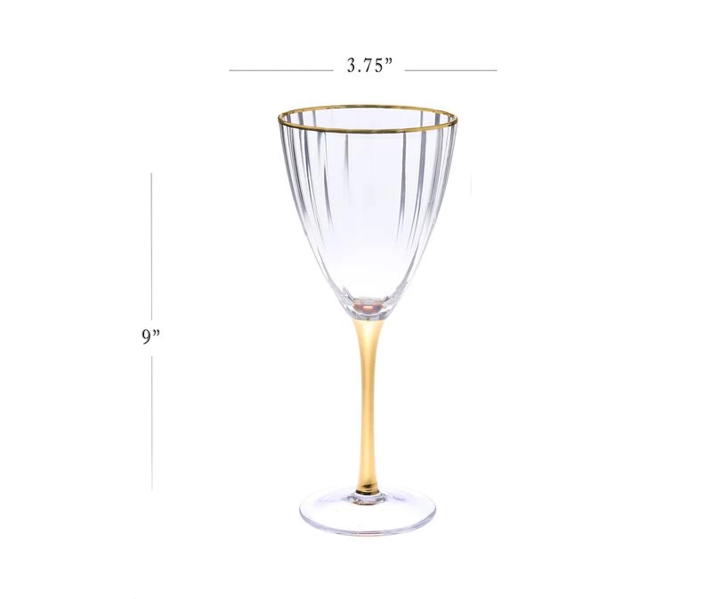 Set Of 6 Textured Glasses With Gold Stem And Rim - Image 3