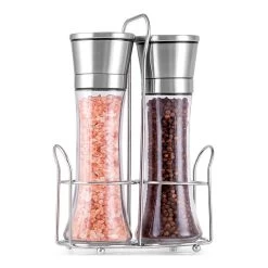 Refillable With Adjustable Coarseness Options Salt And Pepper Grinder Silver