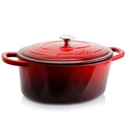 Crock-Pot Crock Pot Artisan 7 Quart Oval Enameled Cast Iron Dutch Oven In Scarlet Red