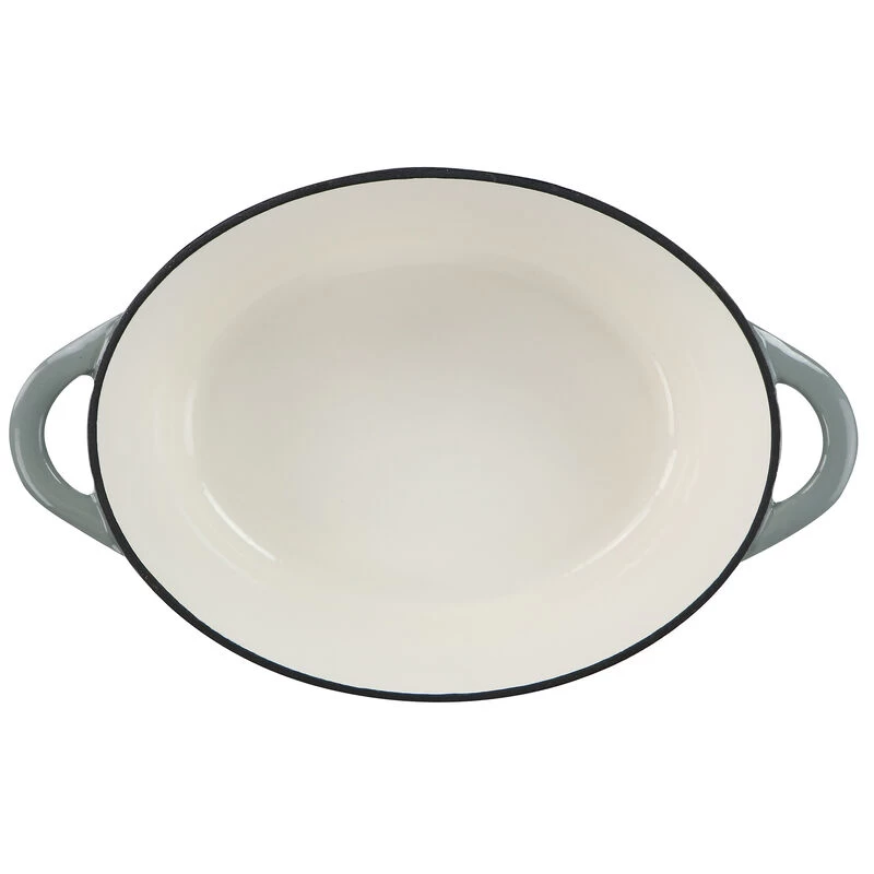 MegaChef 7 Quarts Oval Enameled Cast Iron Casserole In Gray - Image 7